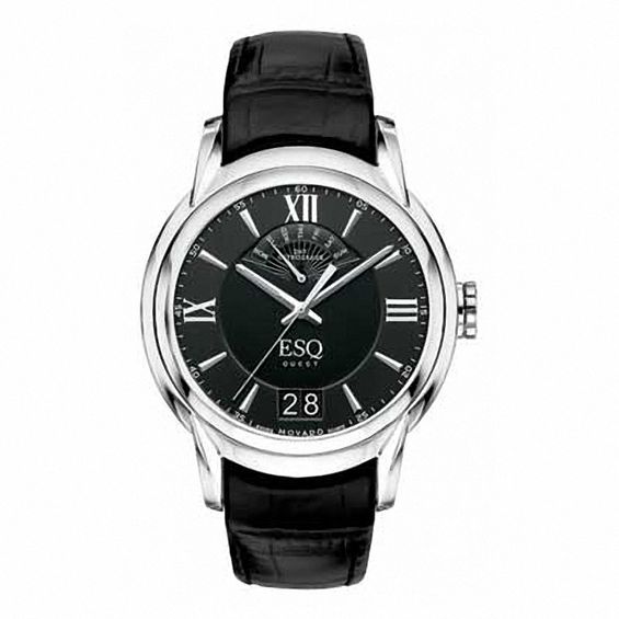 Men's ESQ Movado Quest Retrograde Strap Watch with Black Dial (Model: 07301402)
