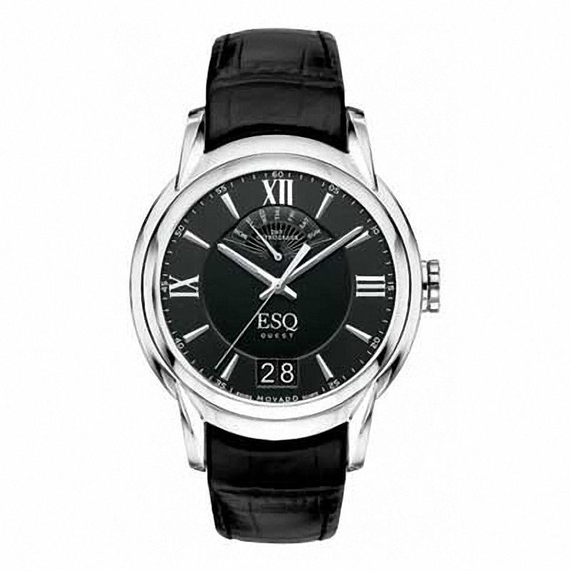 Men's ESQ Movado Quest Retrograde Strap Watch with Black Dial (Model: 07301402)