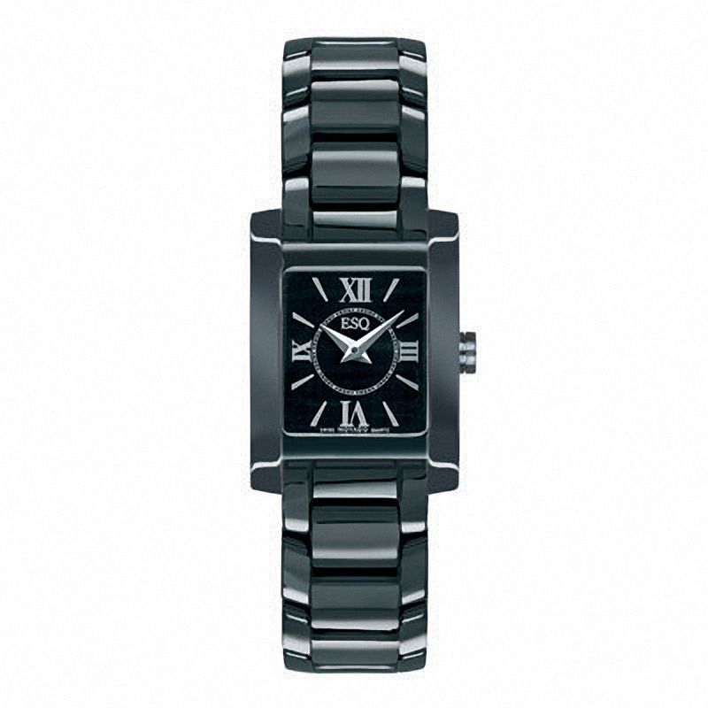 Main Image 1 of Ladies' ESQ Movado Venture Black Ceramic Watch with Tonneau Black Dial (Model: 07101386)