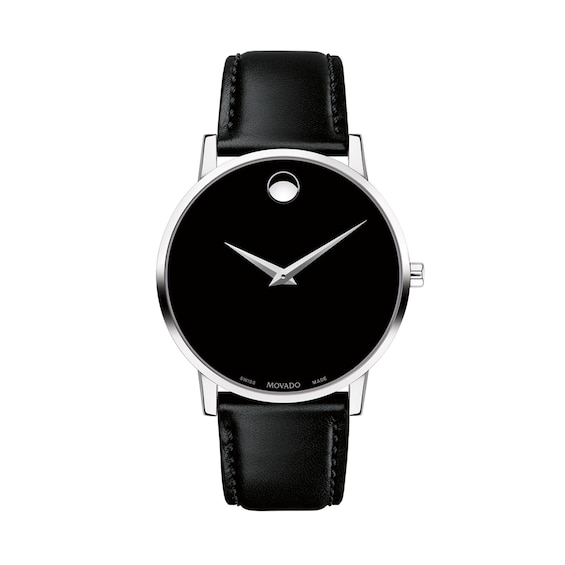 Men's Movado MuseumÂ® Classic Strap Watch with Black Dial (Model: 0607269)
