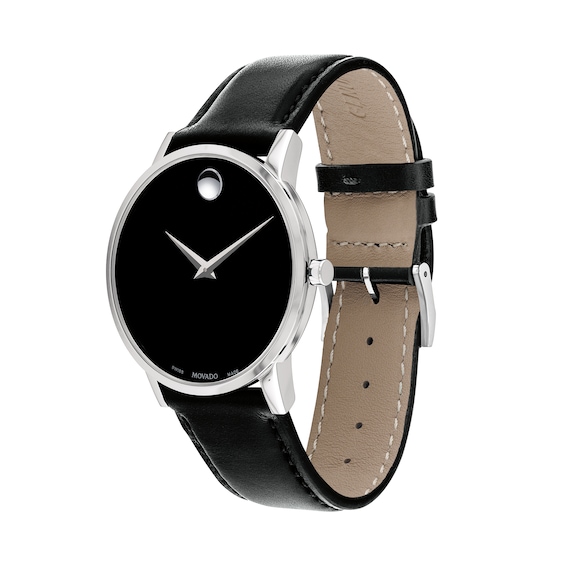 Men's Movado MuseumÂ® Classic Strap Watch with Black Dial (Model: 0607269)