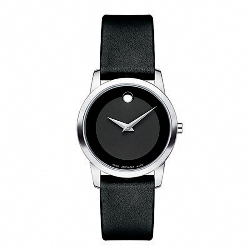 Main Image 1 of Ladies' Movado Museum Classic Strap Watch with Black Dial (Model: 0606503)