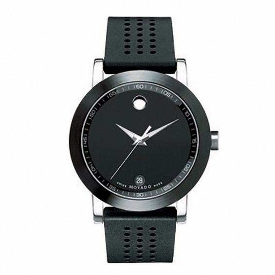 Men's Movado MuseumÂ® Watch with Black Dial (Model: 0606507)