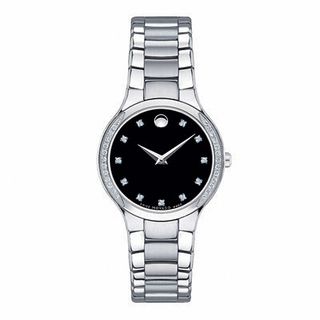 Ladies' Movado Serio Diamond Accent Watch with Black Dial