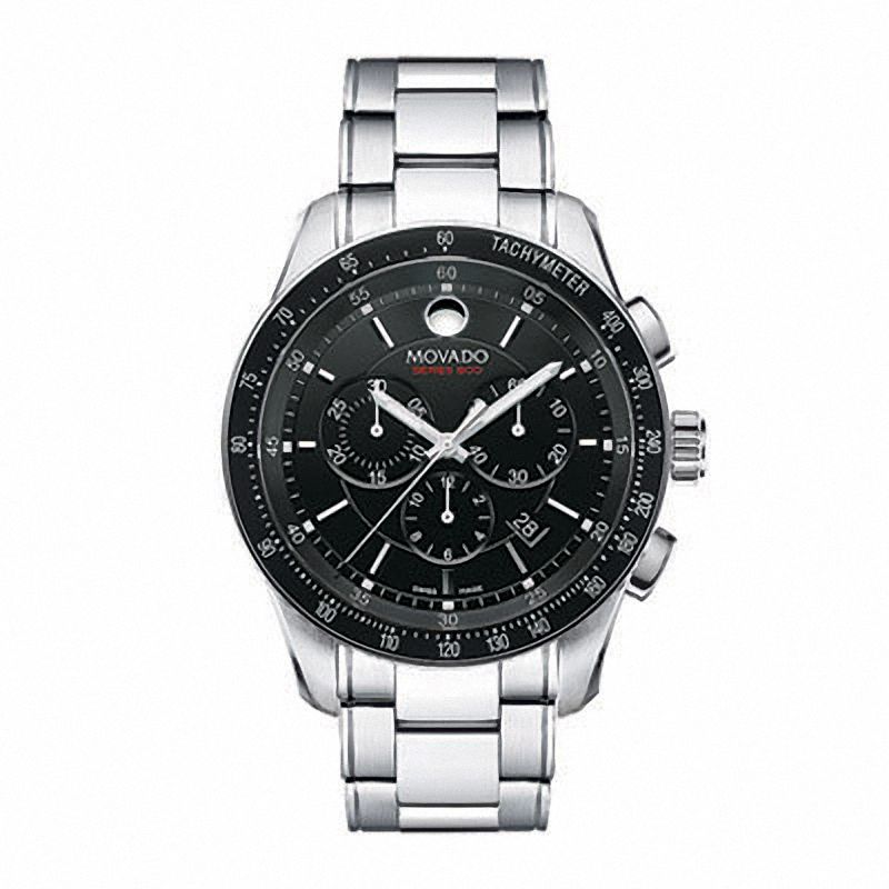 Men's Movado Series 800 Chronograph Watch with Black Dial (Model: 2600094)