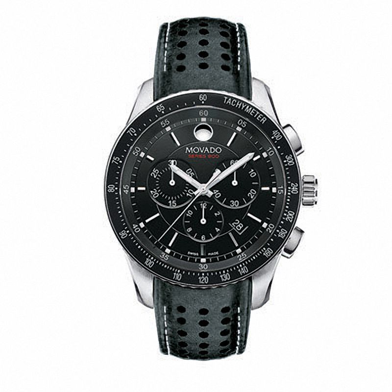 Men's Movado Series 800 Chronograph Watch with Black Dial (Model: 2600096)