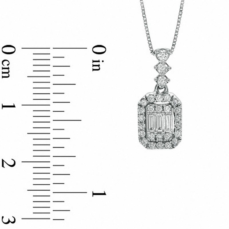Main Image 2 of 3/8 CT. T.W. Round and Baguette Diamond Pendant in 14K White Gold