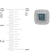 Thumbnail Image 2 of 1/3 CT. T.W. Enhanced Blue and White Diamond Square Stud Earrings in Sterling Silver