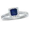 Thumbnail Image 1 of Princess-Cut Lab-Created Blue Sapphire and 1/7 CT. T.W. Diamond Engagement Ring in 10K White Gold