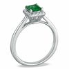 Thumbnail Image 2 of Princess-Cut Lab-Created Emerald and 1/7 CT. T.W. Diamond Engagement Ring in 10K White Gold