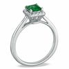 Thumbnail Image 1 of Princess-Cut Lab-Created Emerald and 1/7 CT. T.W. Diamond Engagement Ring in 10K White Gold