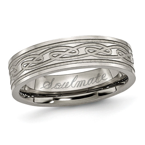 Men S 6 0mm Engraved Anium Celtic Knot Wedding Band 18 Men S 6 0mm Engraved Anium Celtic Knot Wedding Band 18 Characters