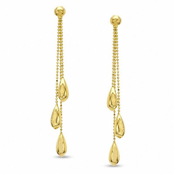 Triple Teardrop Earrings in 10K Gold