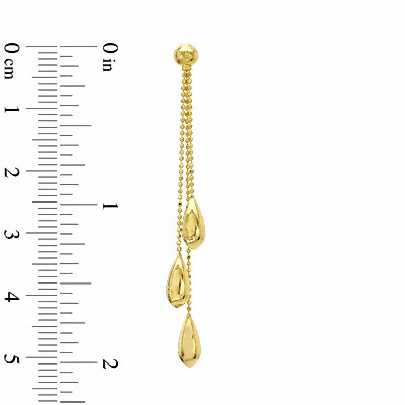 Main Image 2 of Triple Teardrop Earrings in 10K Gold