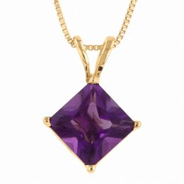6.0mm Princess-Cut Amethyst Pendant in 14K Gold