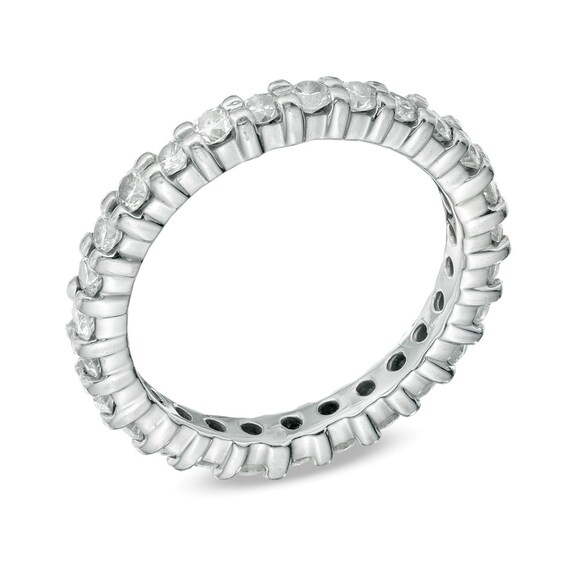 1 CT. T.w. Diamond Prong Eternity Wedding Band 14K White Gold