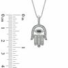 Thumbnail Image 1 of 1/7 CT. T.W. Enhanced Black and White Diamond Hamsa with Evil Eye Pendant in Sterling Silver