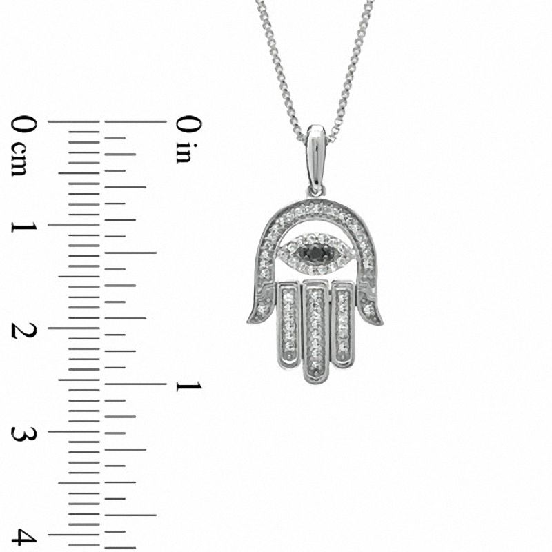 1/7 CT. T.W. Enhanced Black and White Diamond Hamsa with Evil Eye Pendant in Sterling Silver