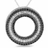 Thumbnail Image 1 of 1/2 CT. T.W. Enhanced Black and White Diamond Circle Pendant in 10K White Gold