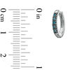 Thumbnail Image 2 of 1/10 CT. T.W. Enhanced Blue Diamond Huggie Hoop Earrings in Sterling Silver