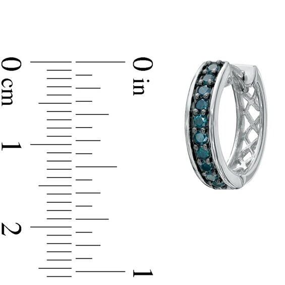 1/2 CT. T.w. Enhanced Blue Diamond Huggie Hoop Earrings in Sterling Silver