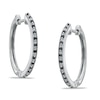 Thumbnail Image 1 of 1/7 CT. T.W. Enhanced Black and White Diamond Hoop Earrings in Sterling Silver