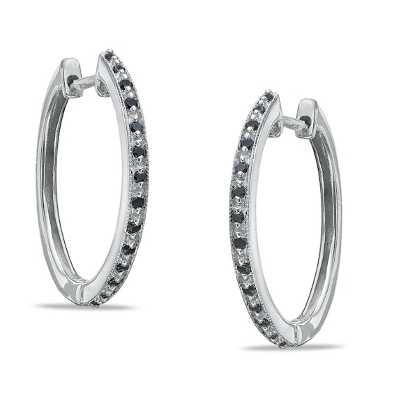 Black and white diamond hoop earrings Clearance