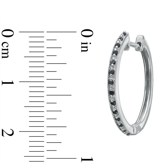 1/7 CT. T.w. Enhanced Black and White Diamond Hoop Earrings in Sterling Silver