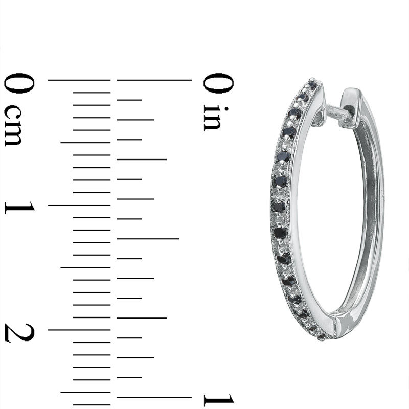 Main Image 2 of 1/7 CT. T.W. Enhanced Black and White Diamond Hoop Earrings in Sterling Silver