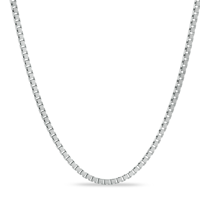 Ladies' 0.8mm Box Chain Necklace in 14K White Gold