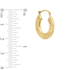 Thumbnail Image 1 of Etched Greek Key Hoop Earrings in 14K Gold