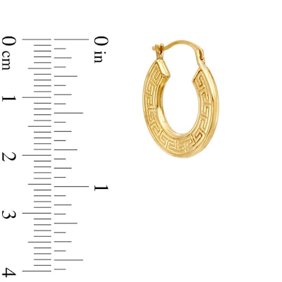 2 3/4" 70mm Twisted Greek Key Hoop Earrings 14K Yellow Gold Clad Silver 925