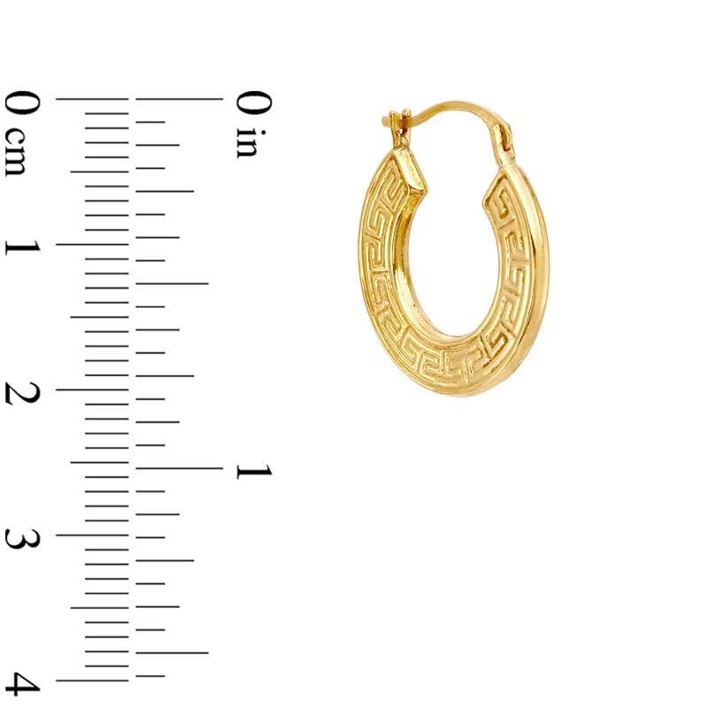 Etched Greek Key Hoop Earrings in 14K Gold