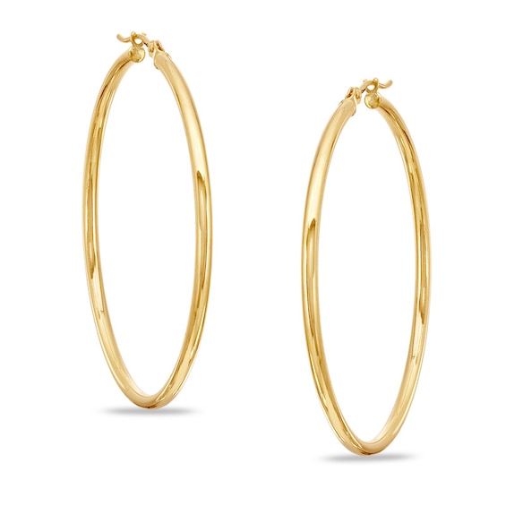 Solid Gold Square Hoops (PAIR) Medium - 14K Gold Pipe Hoop earrings- Tube  hoops- Pipe- 14 ct Solid Gold hoop earrings- Christmas Gift