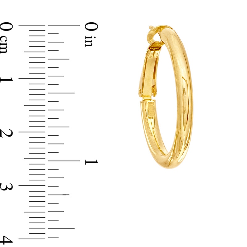 Polished Tube Hoop Earrings in 14K Gold