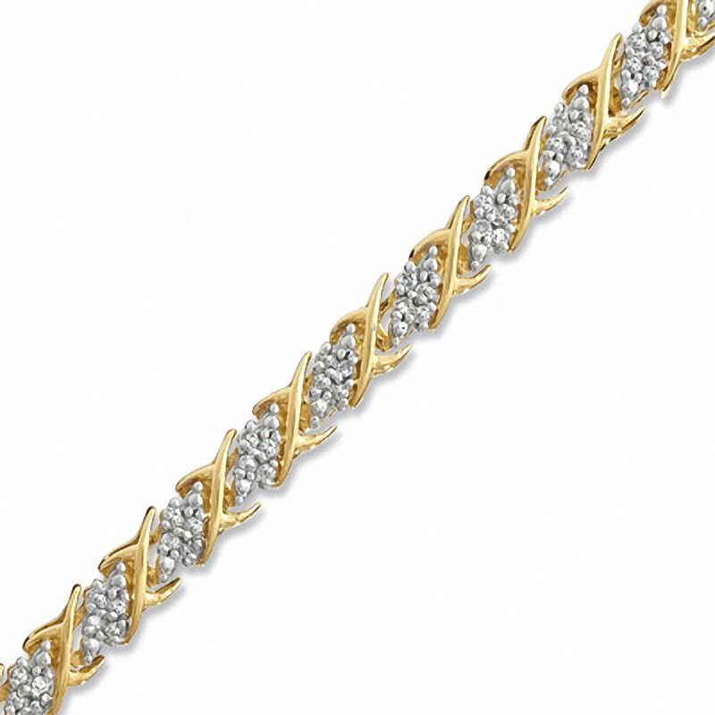 Main Image 1 of 1/2 CT. T.W. Diamond Swirl Bracelet in 10K Gold - 7.25"