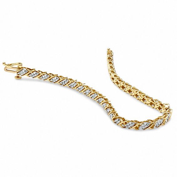 1/2 CT. T.w. Diamond Swirl Bracelet in 10K Gold - 7.25"