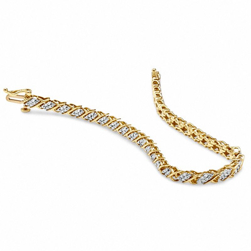 Main Image 2 of 1/2 CT. T.W. Diamond Swirl Bracelet in 10K Gold - 7.25"