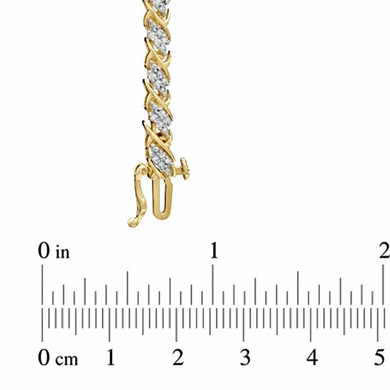 Main Image 3 of 1/2 CT. T.W. Diamond Swirl Bracelet in 10K Gold - 7.25"