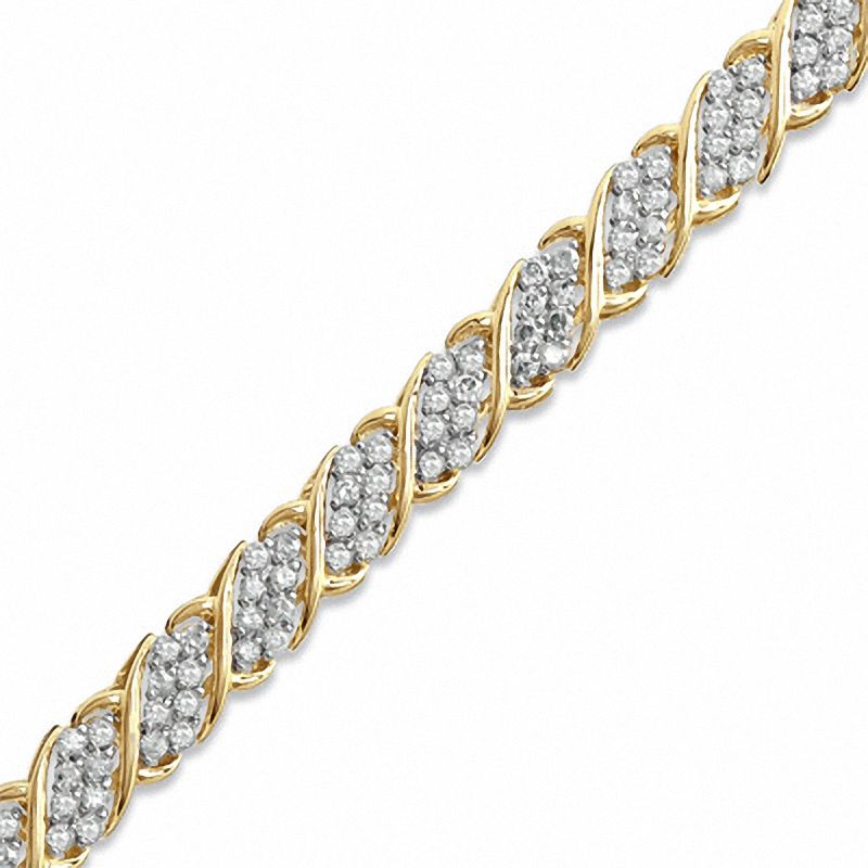 Main Image 1 of 4 CT. T.W. Diamond Swirl Bracelet in 10K Gold - 7.25"