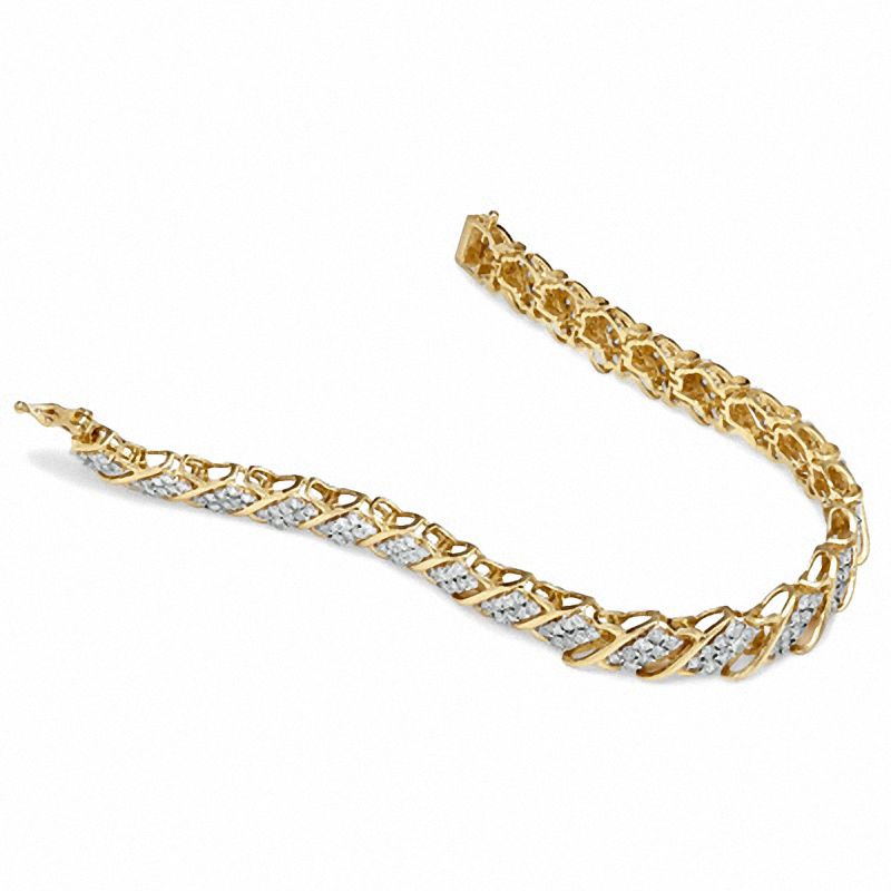 Main Image 2 of 4 CT. T.W. Diamond Swirl Bracelet in 10K Gold - 7.25"