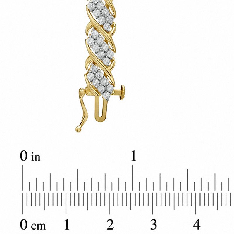 Main Image 3 of 4 CT. T.W. Diamond Swirl Bracelet in 10K Gold - 7.25"