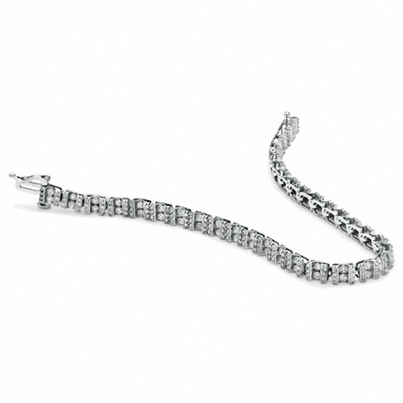 Main Image 2 of 2-1/2 CT. T.W. Diamond Bar Bracelet in 10K White Gold - 7.25"