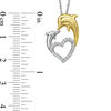 Thumbnail Image 1 of 1/10 CT. T.W. Diamond Kissing Dolphins Heart Pendant in Sterling Silver with 14K Gold Plate