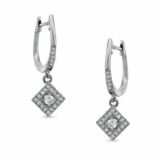 1/5 CT. T.w. Diamond Kite-Shaped Drop Earrings in 10K White Gold