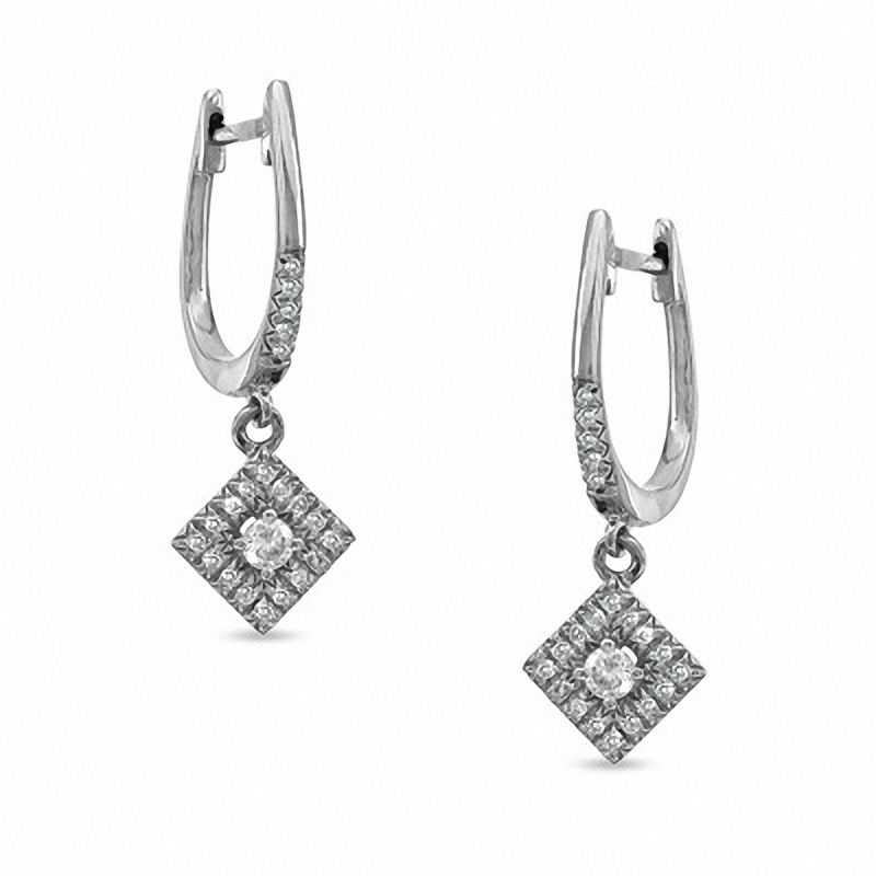 Main Image 1 of 1/5 CT. T.W. Diamond Kite-Shaped Drop Earrings in 10K White Gold