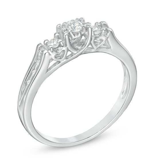 1/5 CT. T.w. Diamond Three Stone Ring in 10K White Gold
