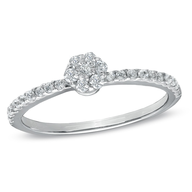 1/4 CT. T.W. Multi-Diamond Promise Ring in 10K White Gold