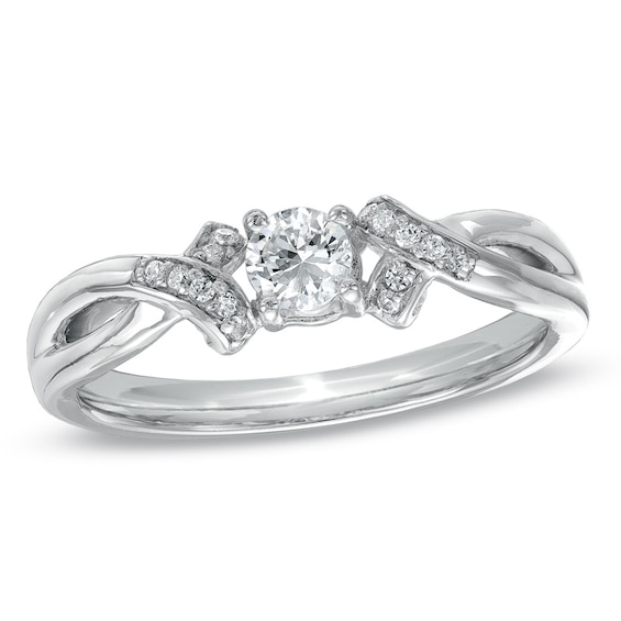 1/5 CT. T.w. Diamond Ribbon Promise Ring in 10K White Gold