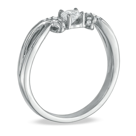 1/5 CT. T.w. Diamond Ribbon Promise Ring in 10K White Gold